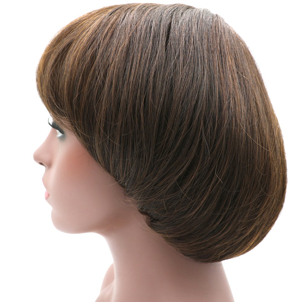 NEWPECK mushroom wig brown textured fiber for natural look