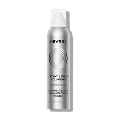 NEWREY Dry Shampoo Spray bottle demonstrates quick oil absorption for a refreshed look