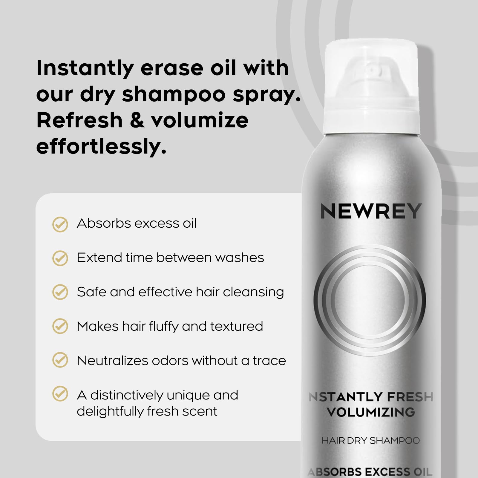NEWREY Dry Shampoo Spray nozzle close-up for even fine mist and minimal residue