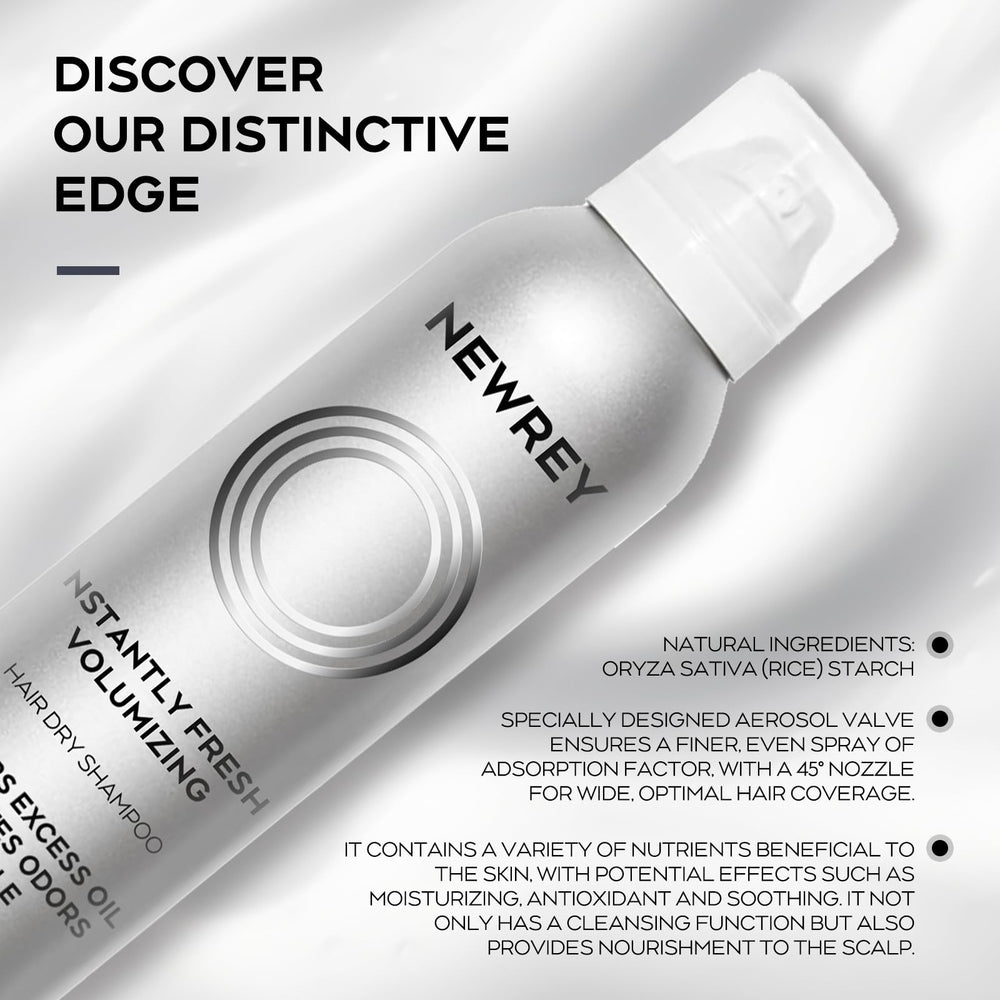 NEWREY Dry Shampoo Spray absorbs excess oil instantly for grease-free roots