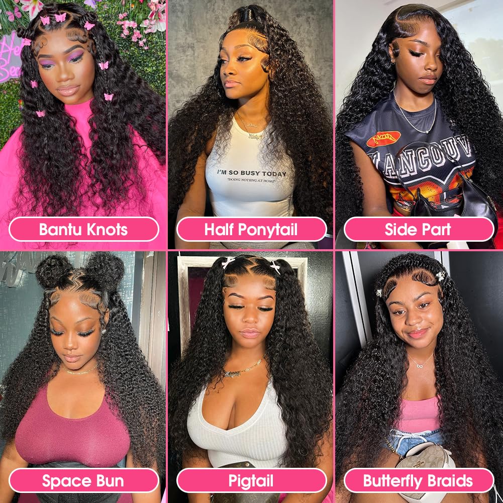 Newshion curly wig care guide image demonstrates gentle detangling for soft waves.