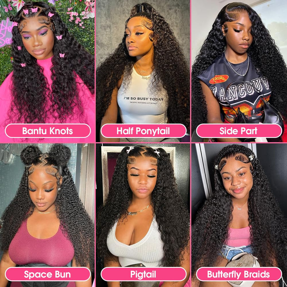 Newshion curly wig care guide image demonstrates gentle detangling for soft waves.