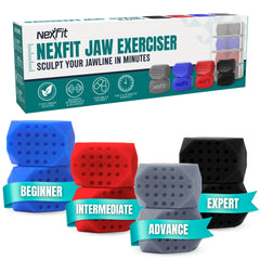 NexFit jaw exerciser 30lbs tablet for progressive jawline toning and comfort.