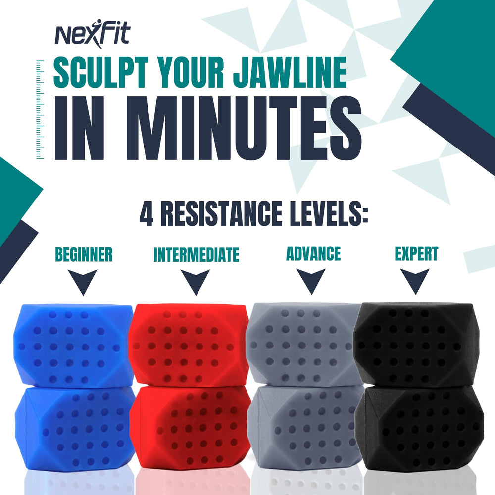 NexFit jaw exerciser 40lbs tablet supports mid-level resistance and consistent routine.