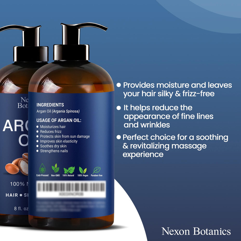 Nexon Botanics Argan Oil amber bottle protects potency and freshness.