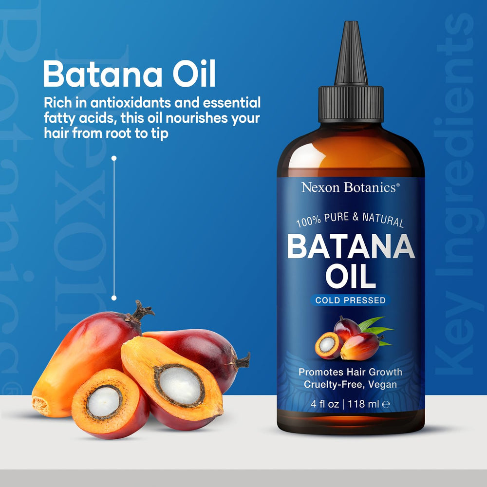 Skin swatch with Batana Oil emphasizes deep hydration and glow.