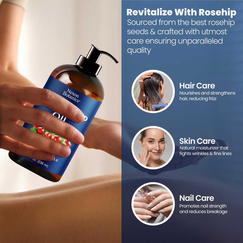 Nexon Botanics Rosehip Oil texture on skin during application.