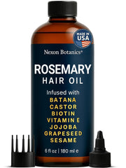 Nexon Botanics Rosemary Oil for Hair Growth bottle highlighting hair growth support and scalp nourishment.