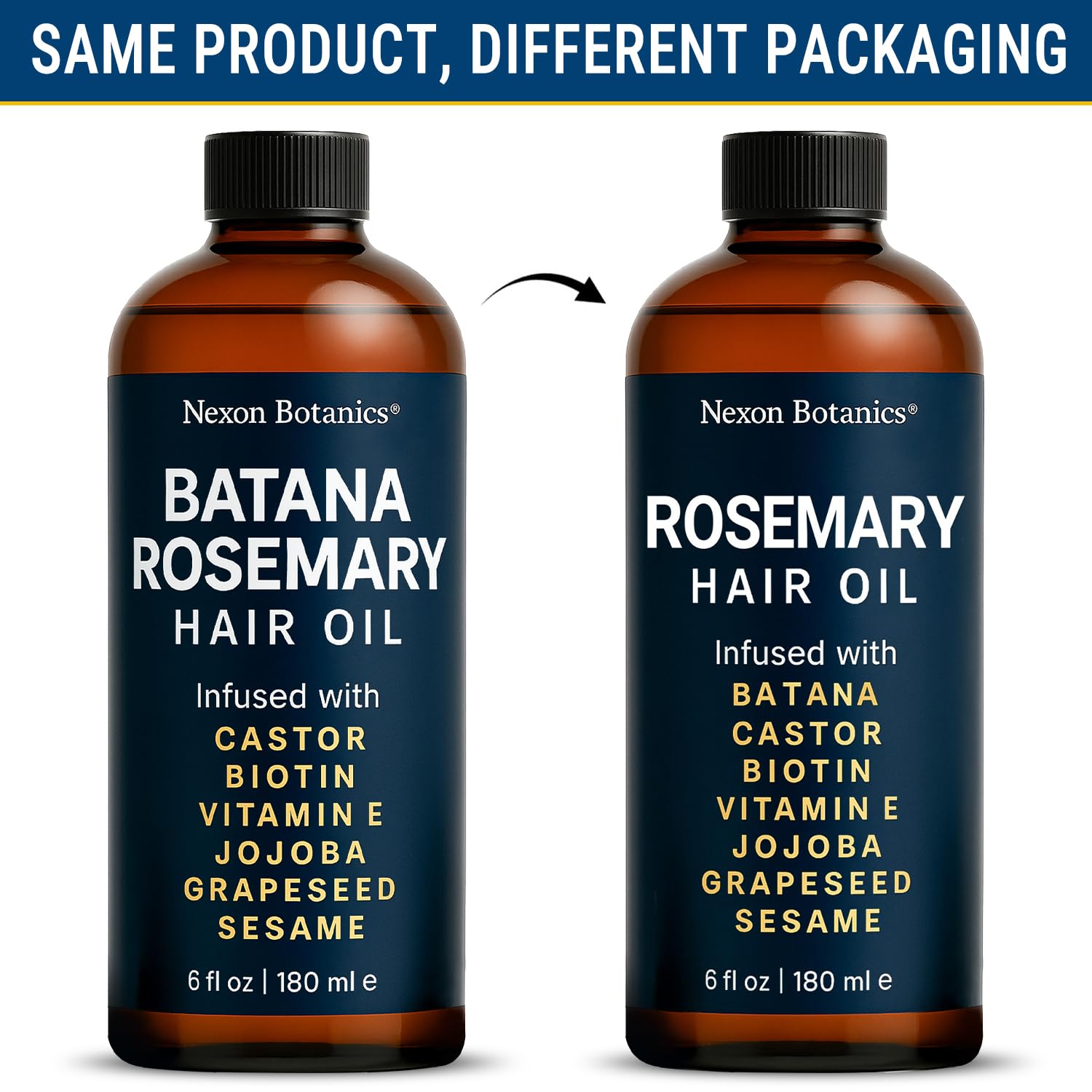 Nexon Botanics Rosemary Oil bottle highlights vegan, USA-made formula for clean beauty.