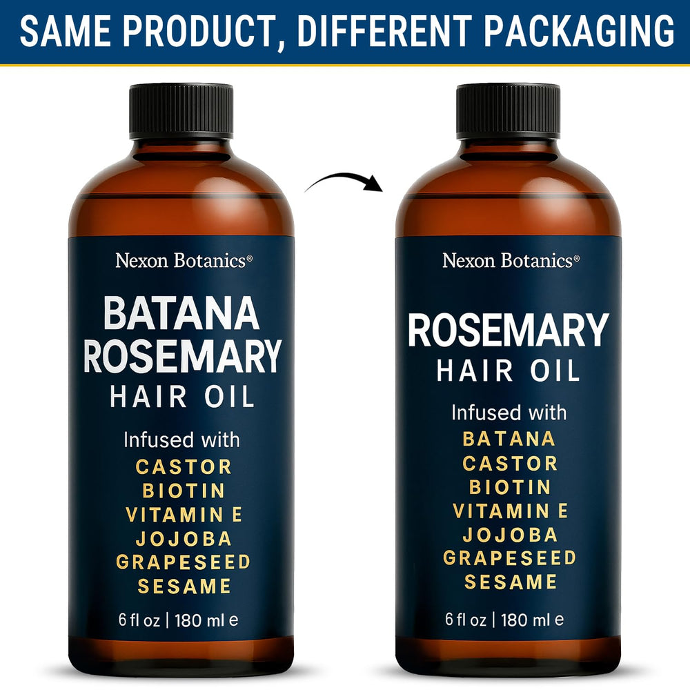 Nexon Botanics Rosemary Oil bottle highlights vegan, USA-made formula for clean beauty.