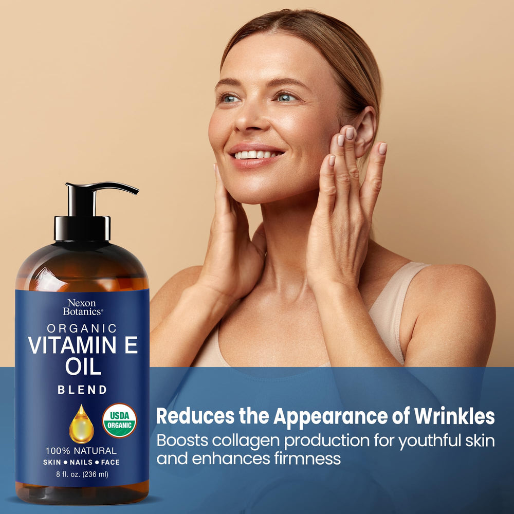 Nexon Botanics Vitamin E Oil Blend USA-made, chemical-free formulation.