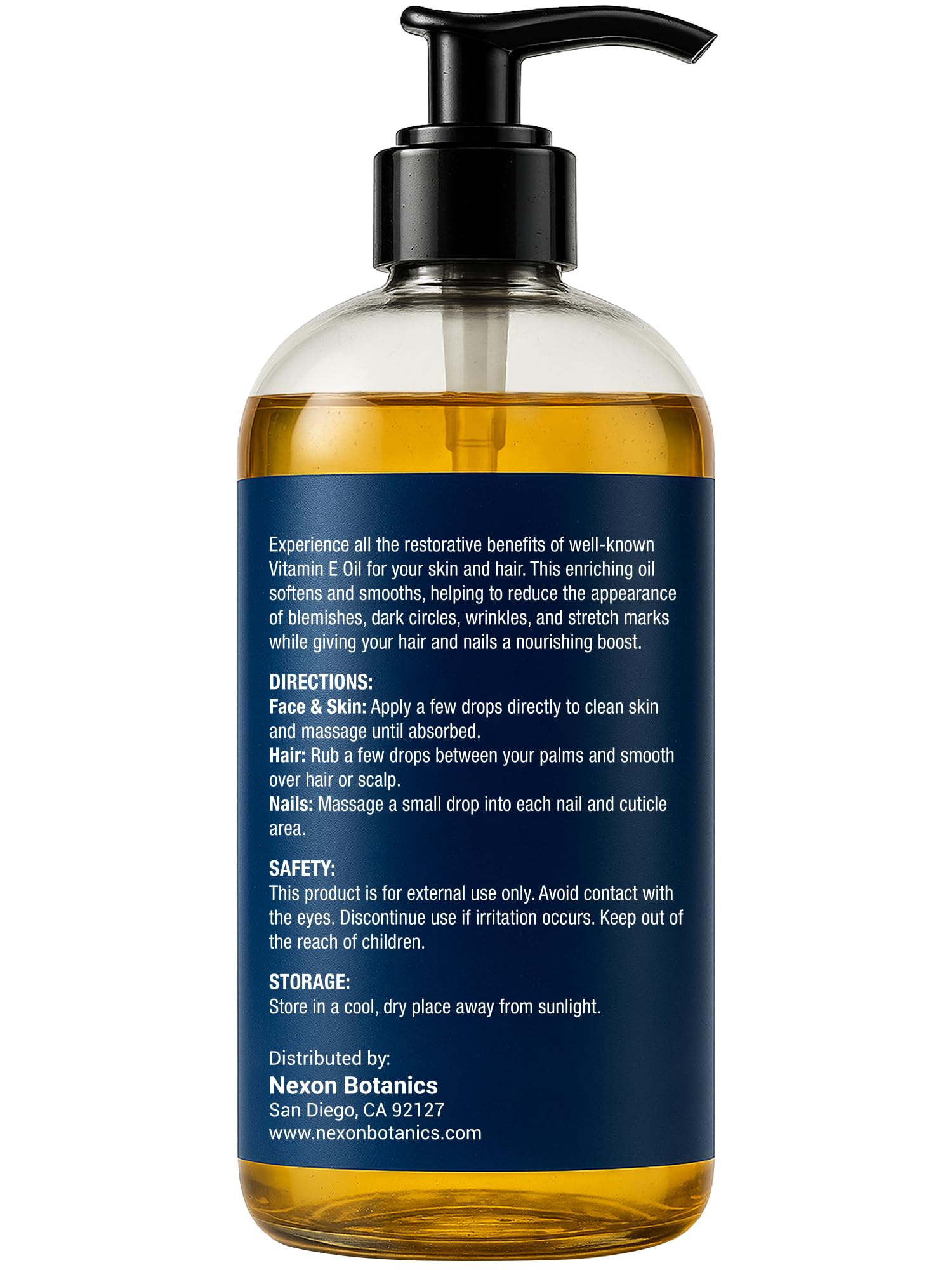 Nexon Botanics Aceite de Vitamina E para uso diario y cuidado nocturno.