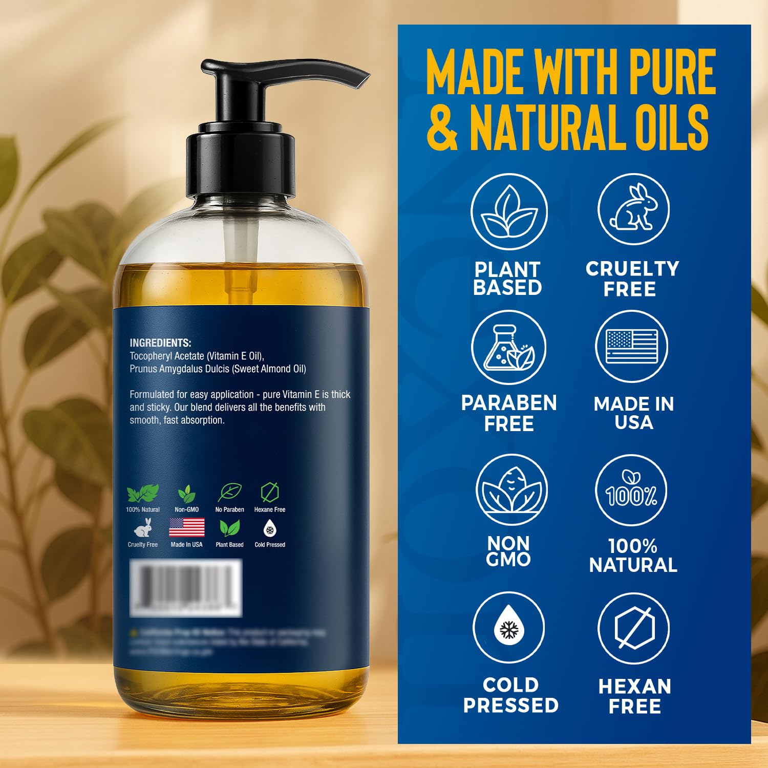 Nexon Botanics Aceite de Vitamina E apto para piel sensible y uso diario.