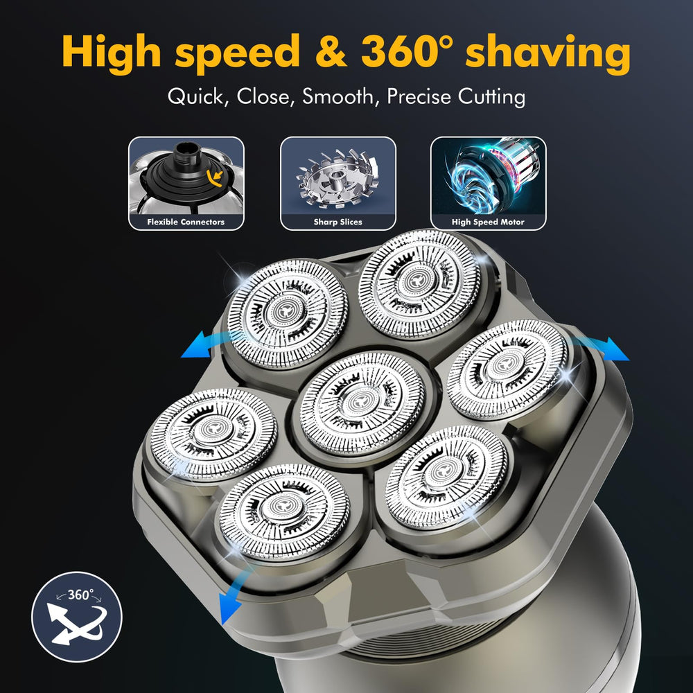 NEXT BEAUTY 6-in-1 kit attachments enable full head-to-body grooming.