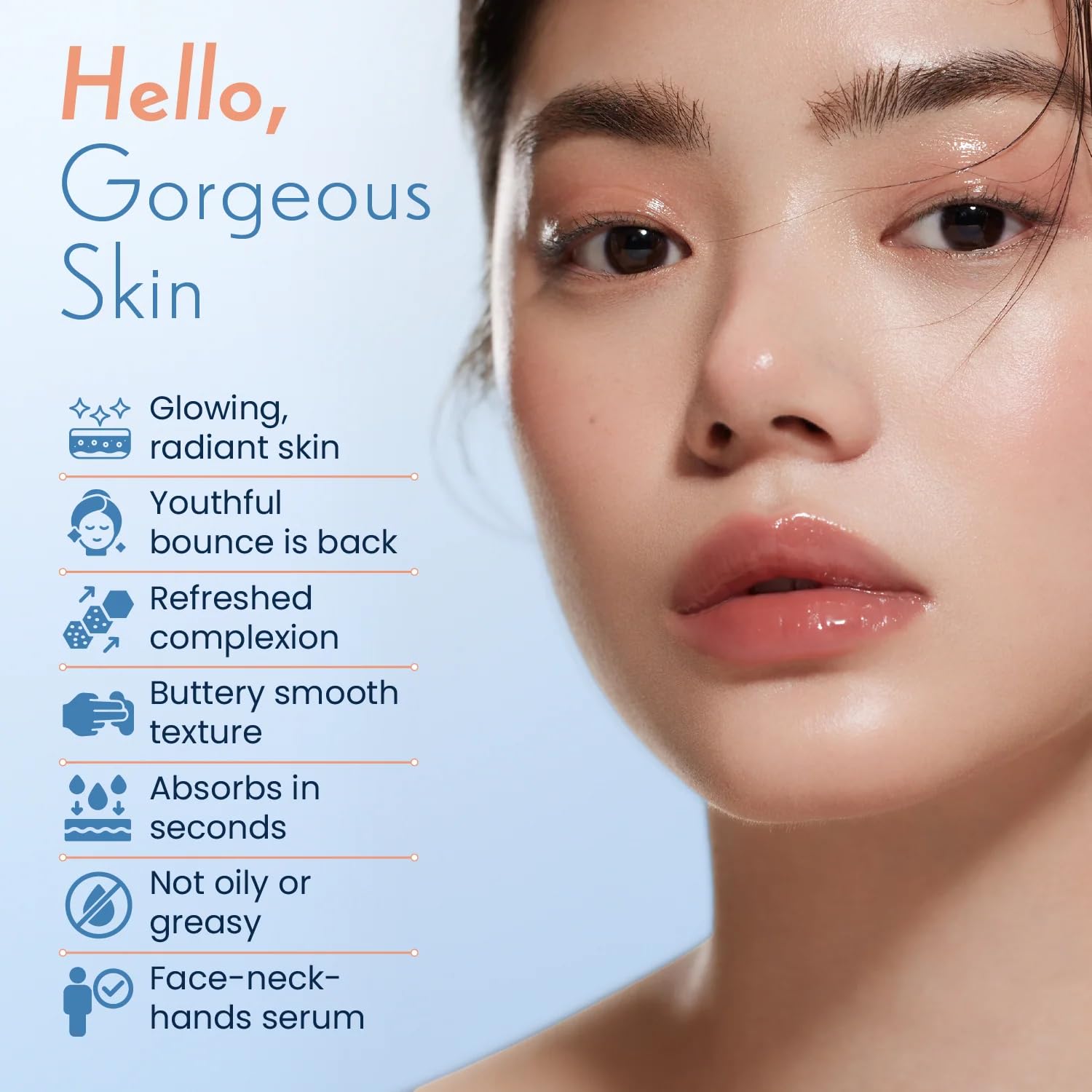Next Leap Glow Serum cap-dispense demonstrates easy, weightless application.