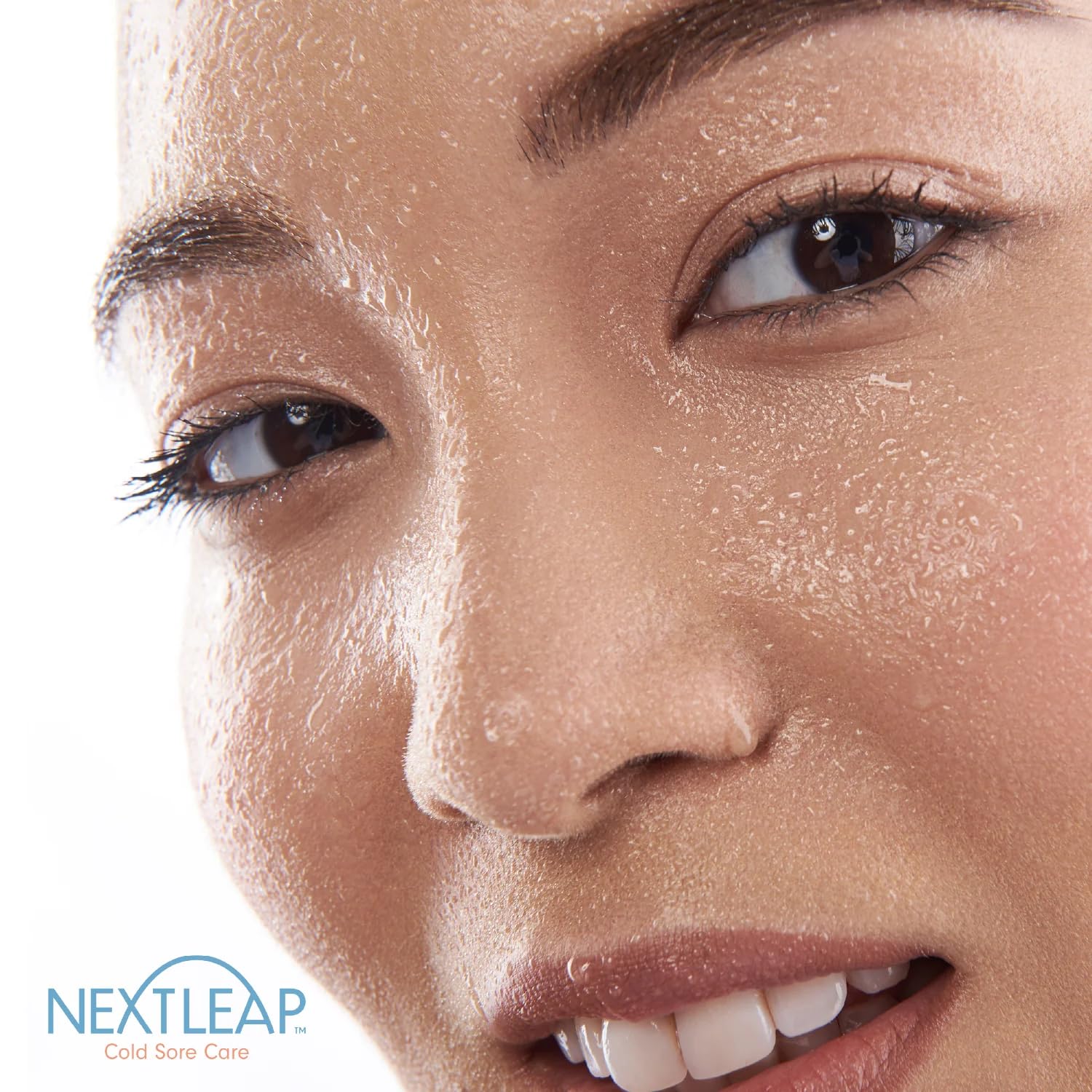 Next Leap Glow Serum texture swirls highlight fast-absorbing, non-greasy finish.