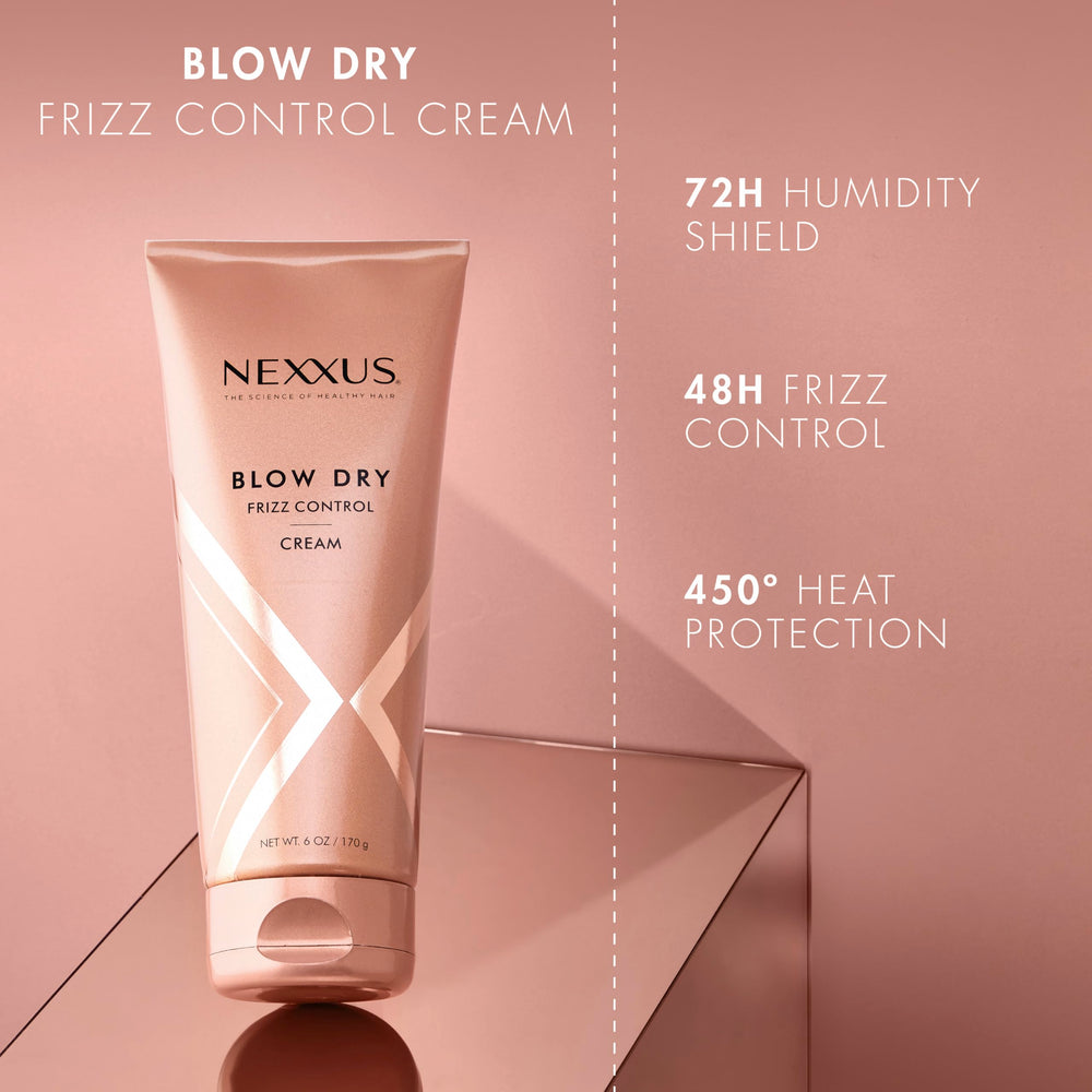 Nexxus Blow Dry Cream pump dispensing for easy, even application