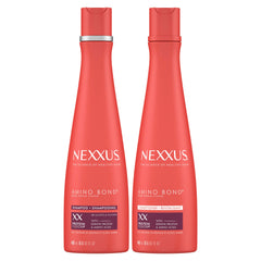 Nexxus Bond Repair Shampoo bottle illustrates bond-building science for stronger hair