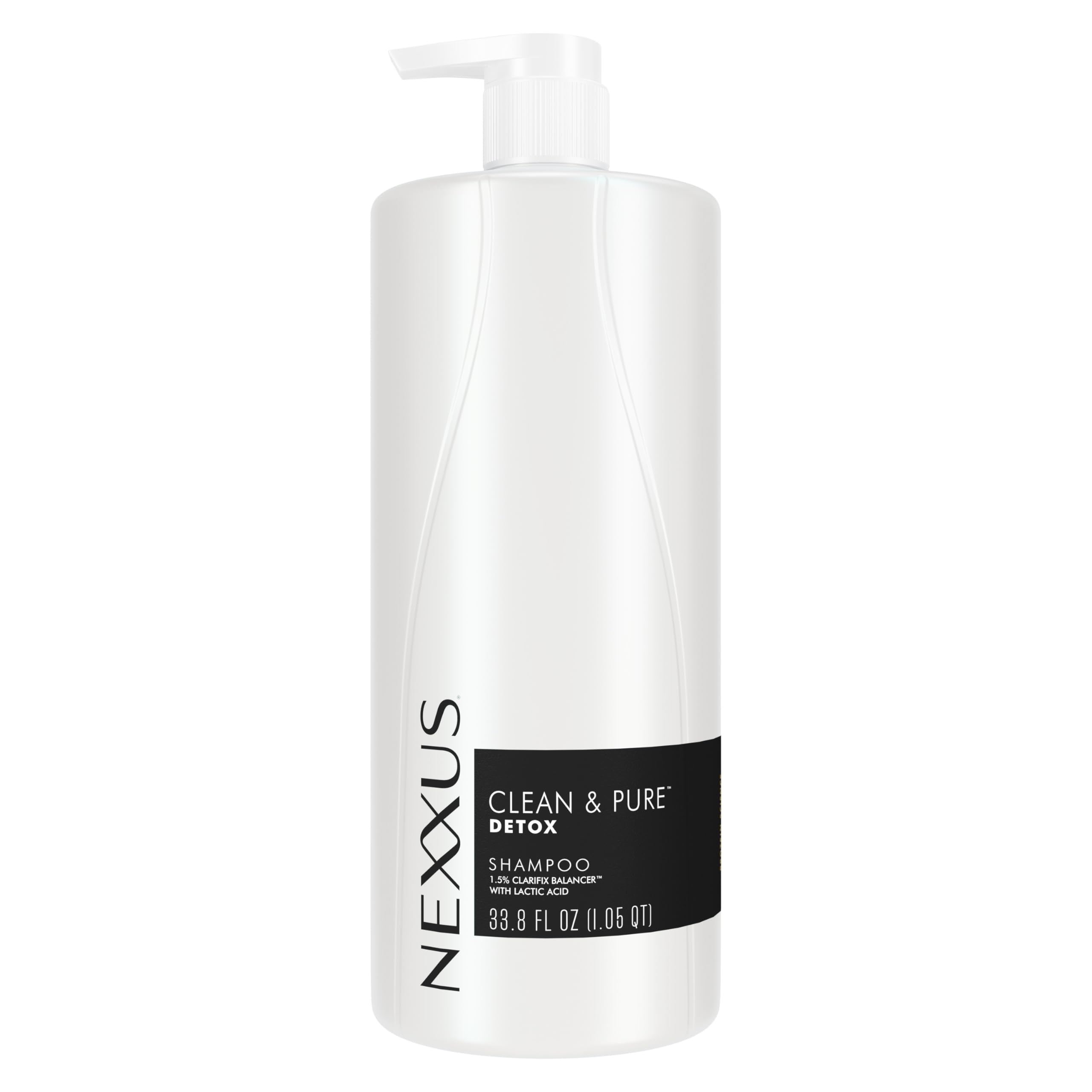 Nexxus Clean and Pure Clarifying Shampoo bottle pour for refreshed purified hair