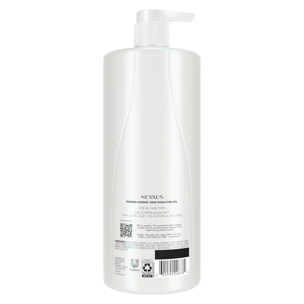 Nexxus Clean & Pure clarifying shampoo lather close-up for gentle cleansing and moisture