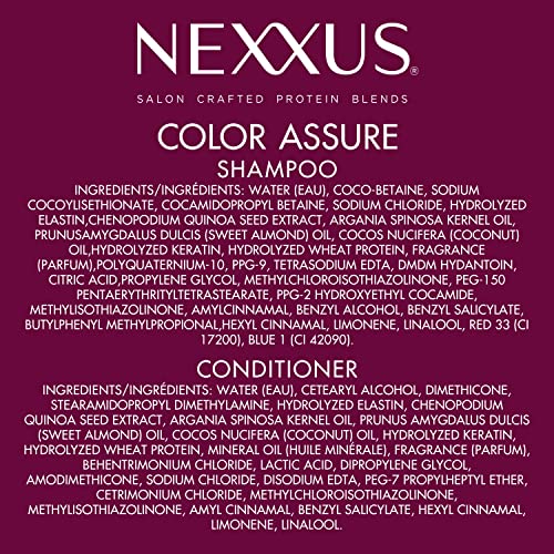 Nexxus Color Assure amino-acids section; science-backed protein blend for hair health.