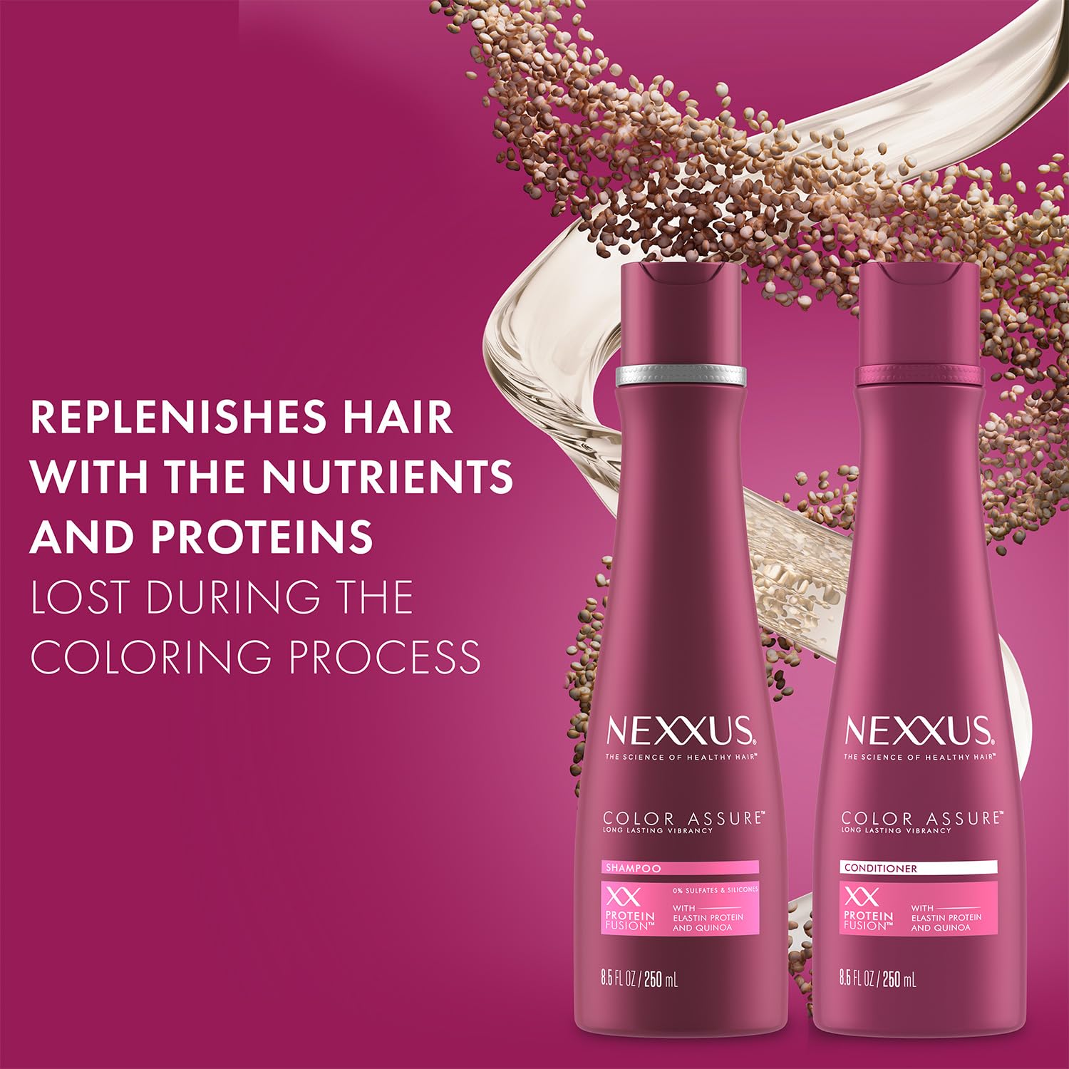 Nexxus Color Assure duo display highlighting color care.
