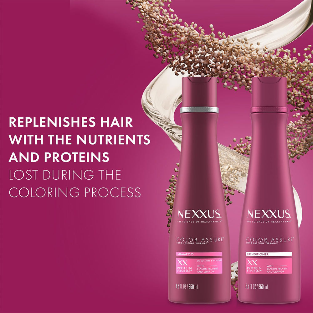 Nexxus Color Assure duo display highlighting color care.