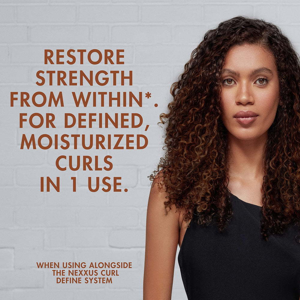 Nexxus Curl Define defined curls with natural bounce after styling.