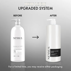 Nexxus detox shampoo and scrub bottle ready for refreshing cleanse and scalp purification