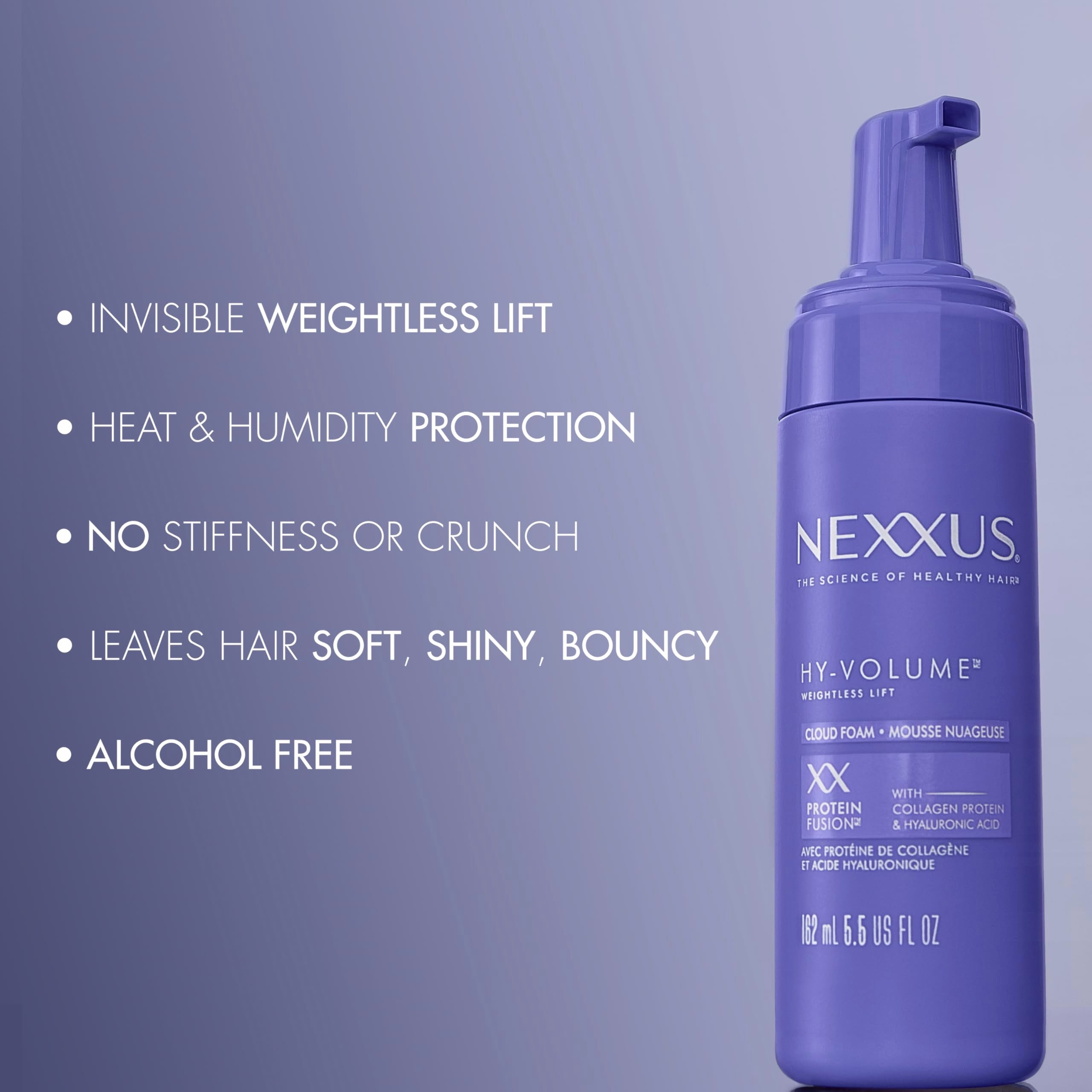 Nexxus HY-VOLUME Cloud Foam hair lift demonstration from root to tip