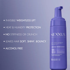 Nexxus HY-VOLUME Cloud Foam hair lift demonstration from root to tip