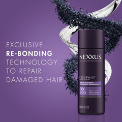Nexxus Keraphix applying on damp hair showing leave-in conditioning potential