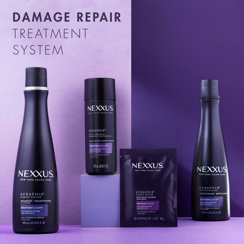 Nexxus Keraphix salon-quality results close-up hinting stronger revitalized hair