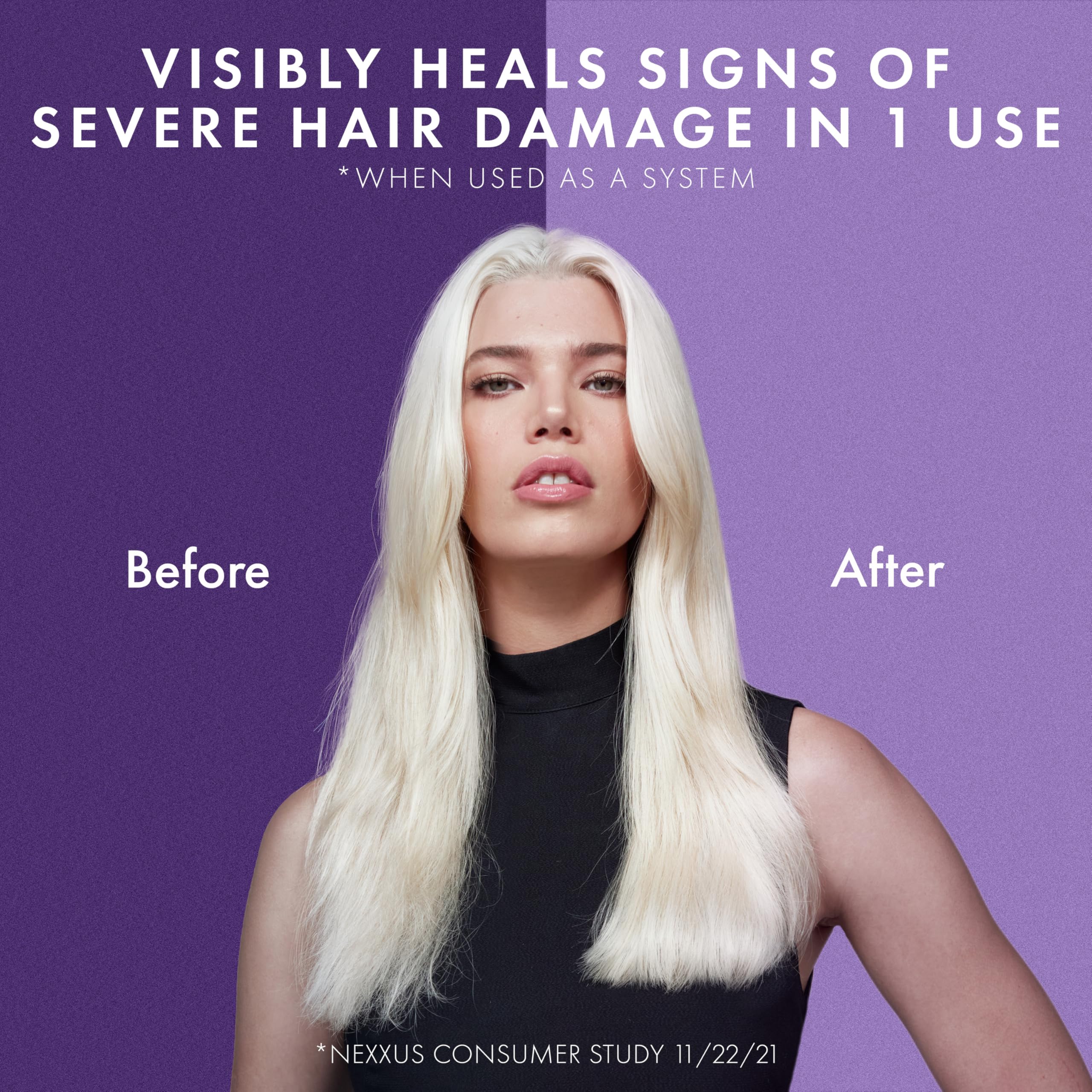 Nexxus Keraphix hair strands close-up reveals strengthened, flexible feel.