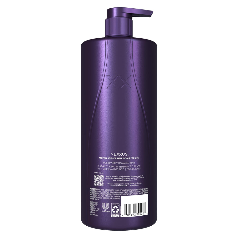 Nexxus Keraphix shampoo pour captures rich lather and cleansing action.