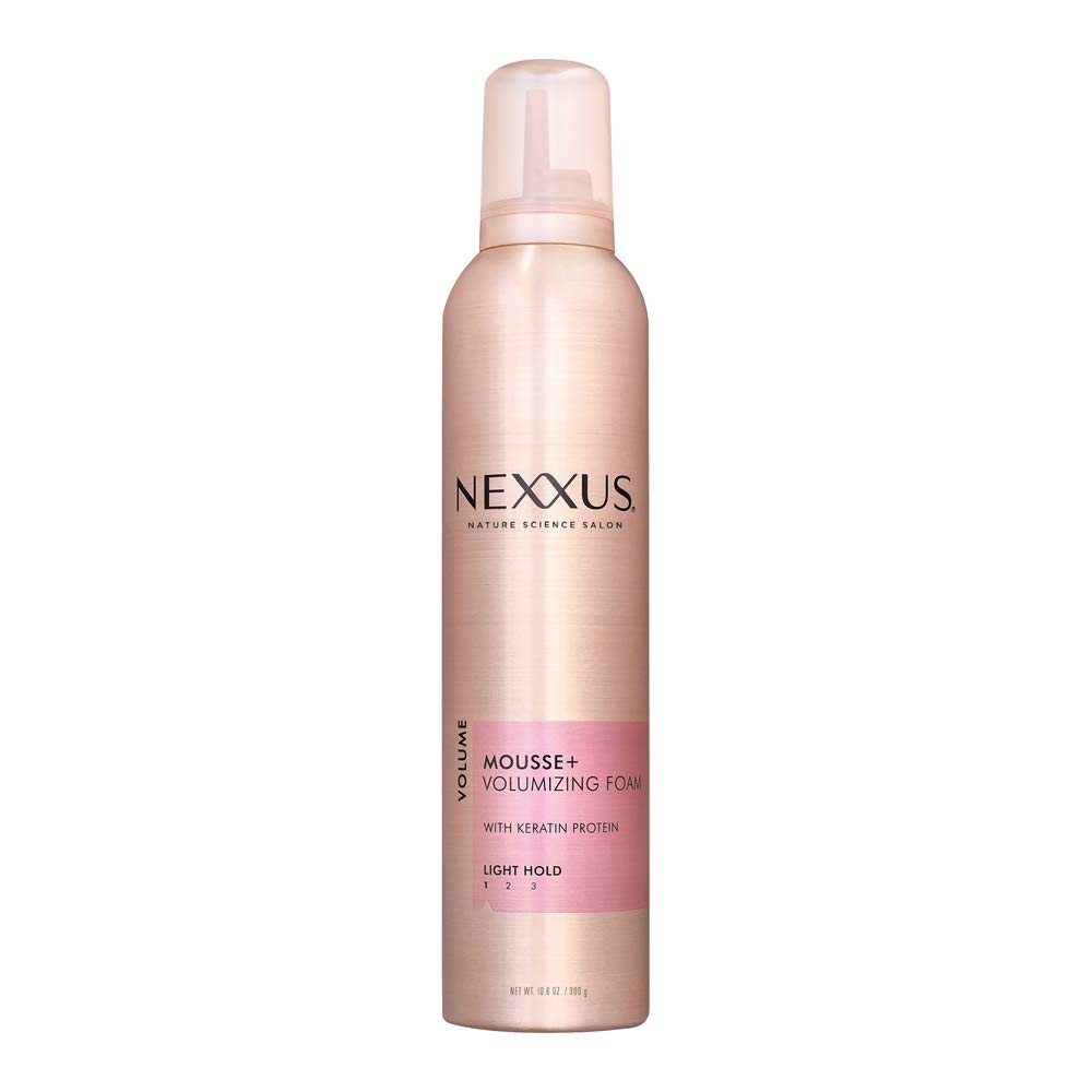 Nexxus Mousse Plus volumizing foam bottle boosts lift and lasting volume