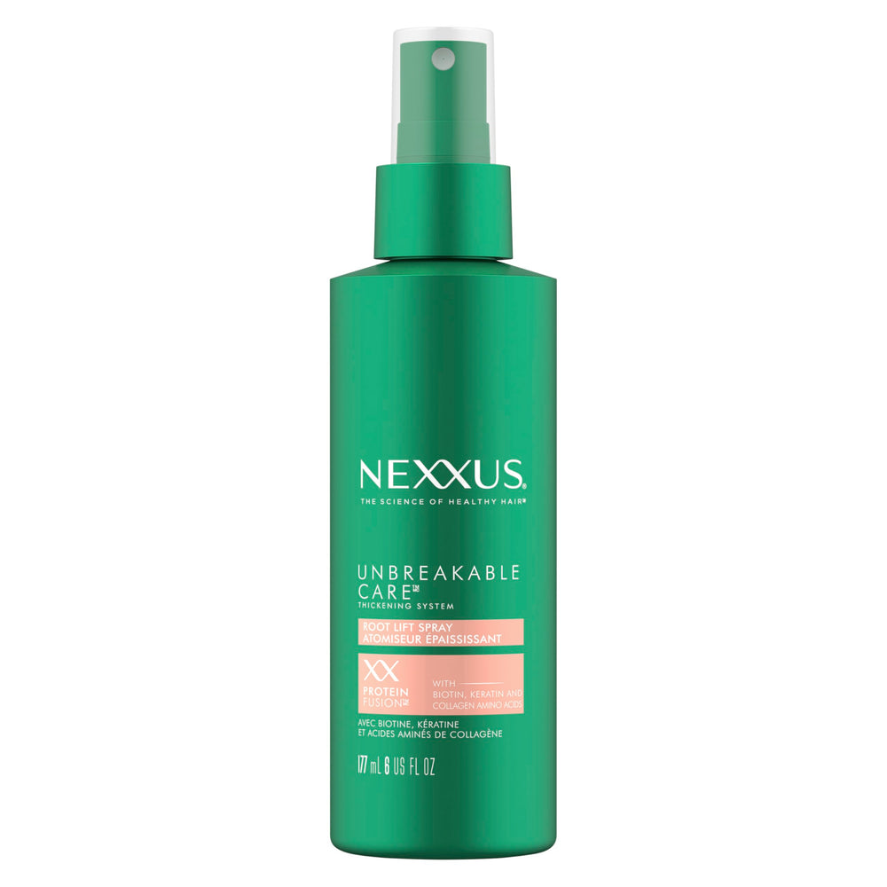 Nexxus Root Lift spray bottle front shows premium packaging and salon-grade care.