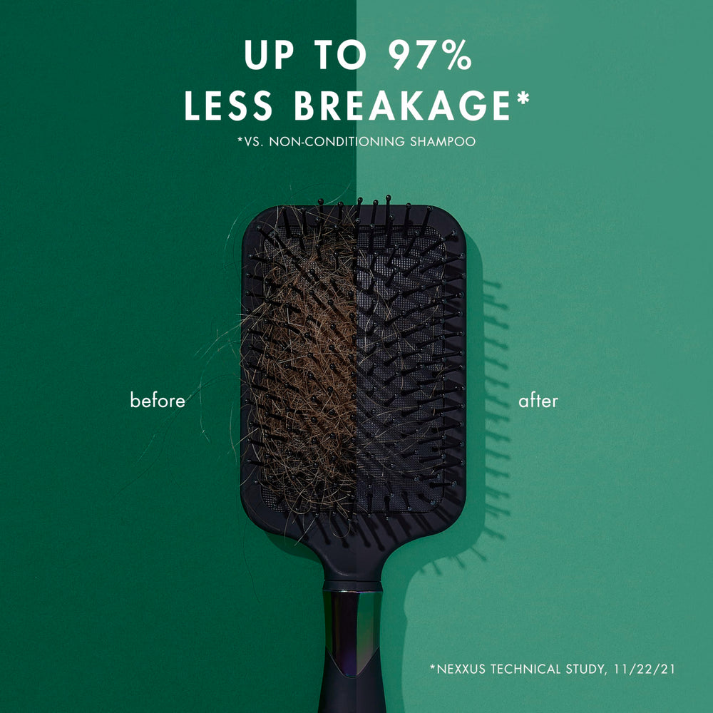 Nexxus Root Lift spray demonstrates heat protection while styling.