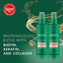 Nexxus Root Lift label close-up highlights ProteinFusion and key ingredients.