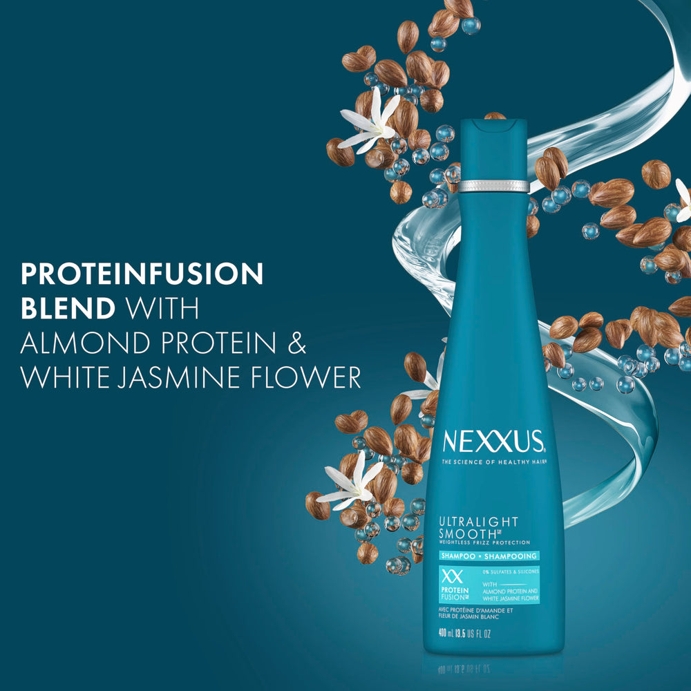 NEXXUS Ultralight Smooth Conditioner bottle complements the system for lasting smoothness.