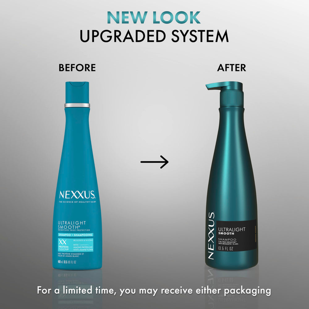 NEXXUS Ultralight Smooth Shampoo almond protein illustration emphasizes strength from within.
