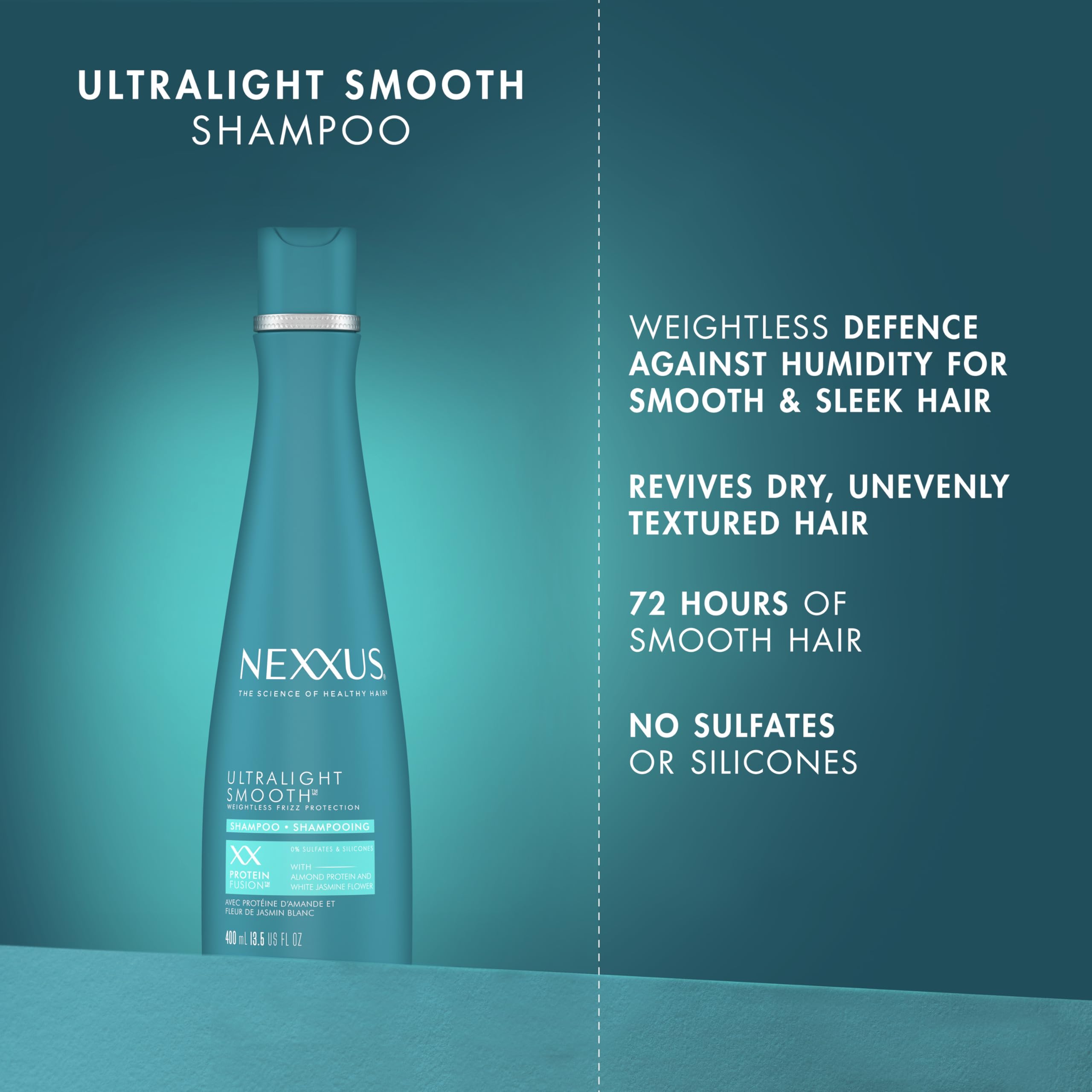 NEXXUS Ultralight Smooth Shampoo jasmine flowers pattern for a refreshing scent.