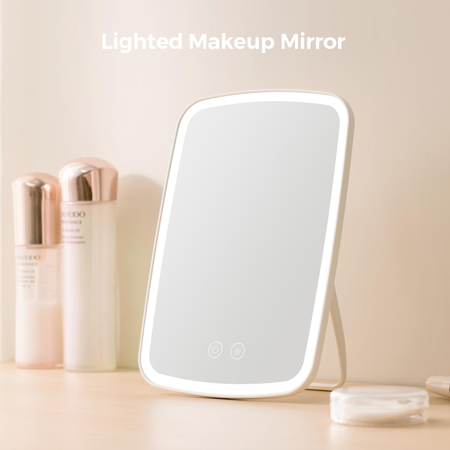 NEZZOE lighted makeup mirror warm light helps evening looks feel natural.