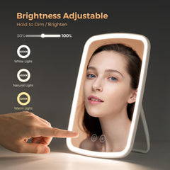 NEZZOE lighted makeup mirror white light option for daytime makeup accuracy.