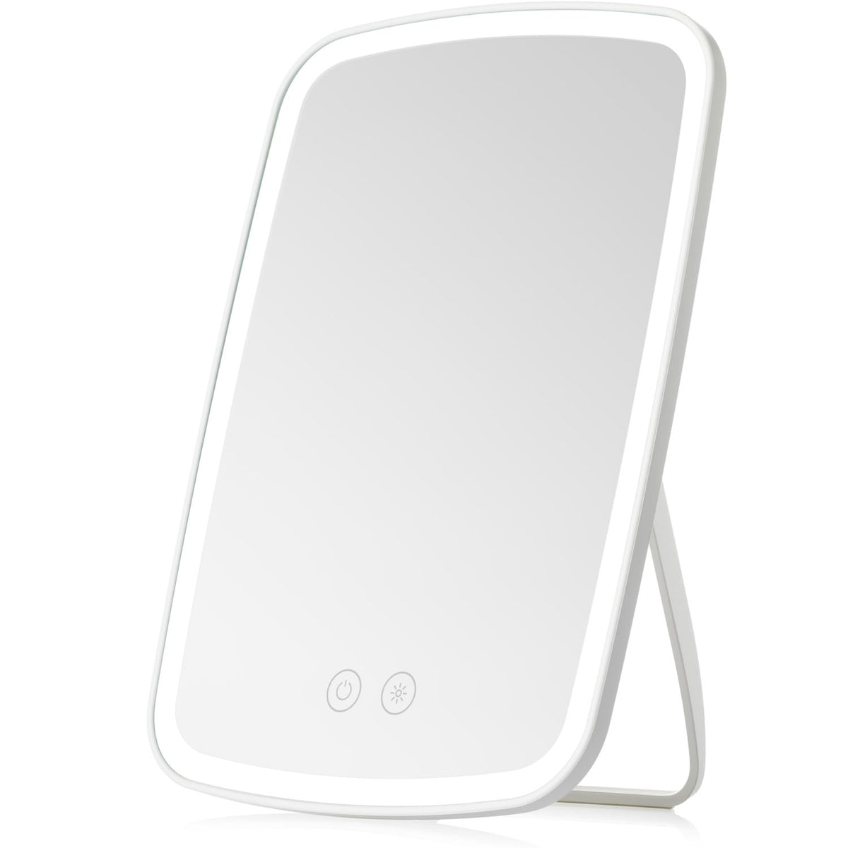 NEZZOE lighted makeup mirror front view with adjustable lighting for any angle.