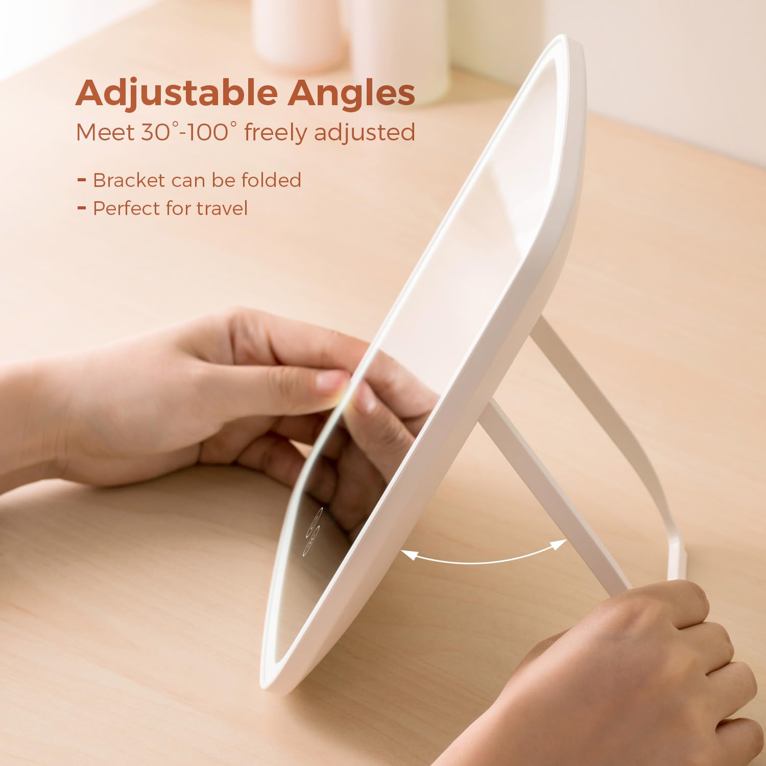 NEZZOE lighted makeup mirror portable design fits desks and travel.