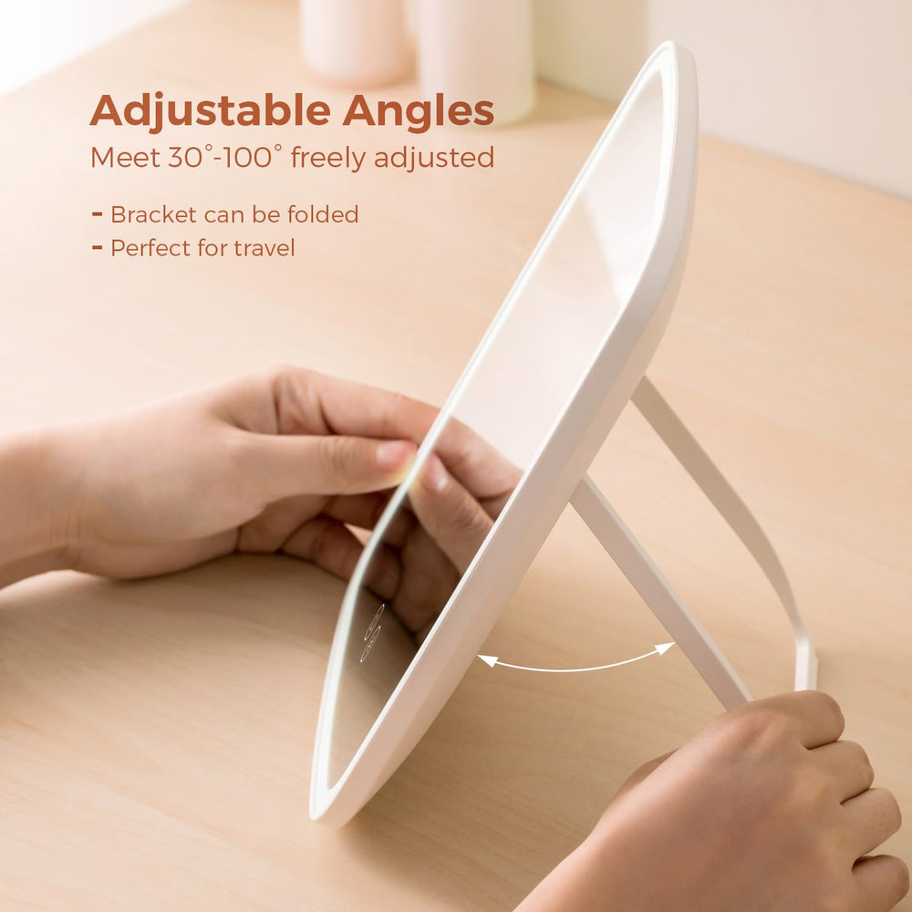 NEZZOE lighted makeup mirror portable design fits desks and travel.