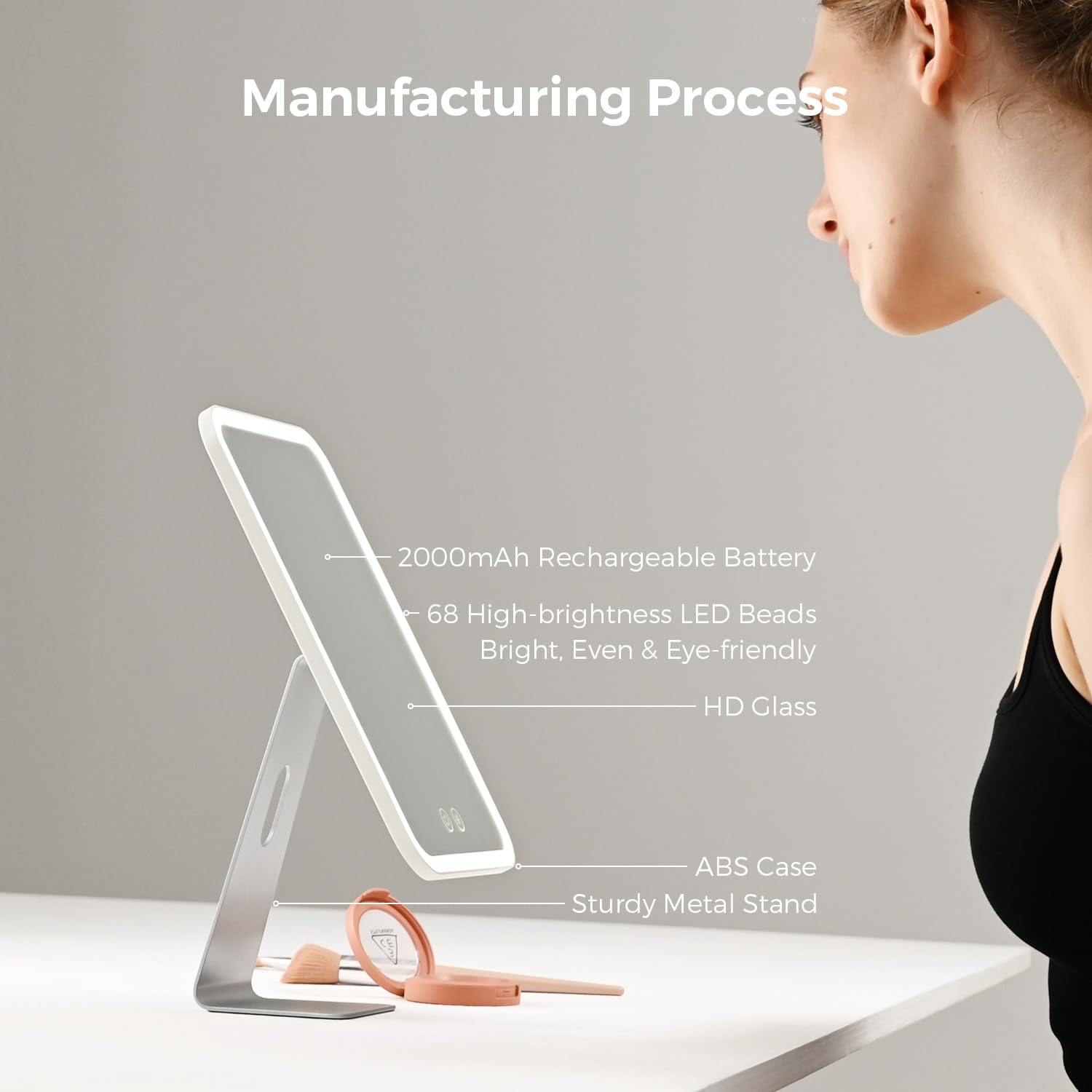 NEZZOE mirror offers white, warm, and yellow light for adaptable mood.