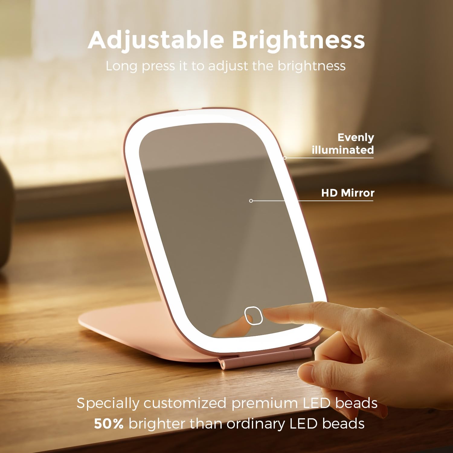 NEZZOE mirror offers three color lighting modes for accurate tone under various light conditions.