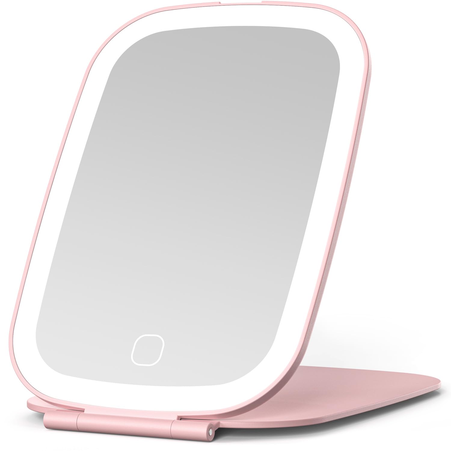 NEZZOE rechargeable travel mirror with light for on-the-go makeup application in any setting.